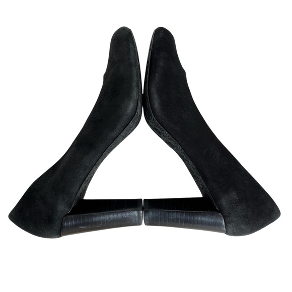 Liz Claiborne Chloe Black Suede Round Toe Stacked Heel Pumps – Size 8 M - Picture 5 of 13
